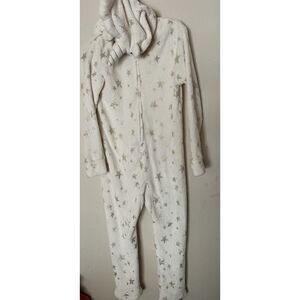 Justice‎ Unicorn Hooded Fleece OnePiece 3D Detail Glitter Stars Wings Size 12